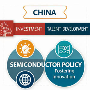 Infographic illustrating key aspects of China's semiconductor policy