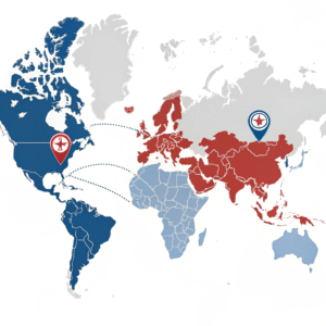 World map showing Diodes Incorporated's HQ and manufacturing locations